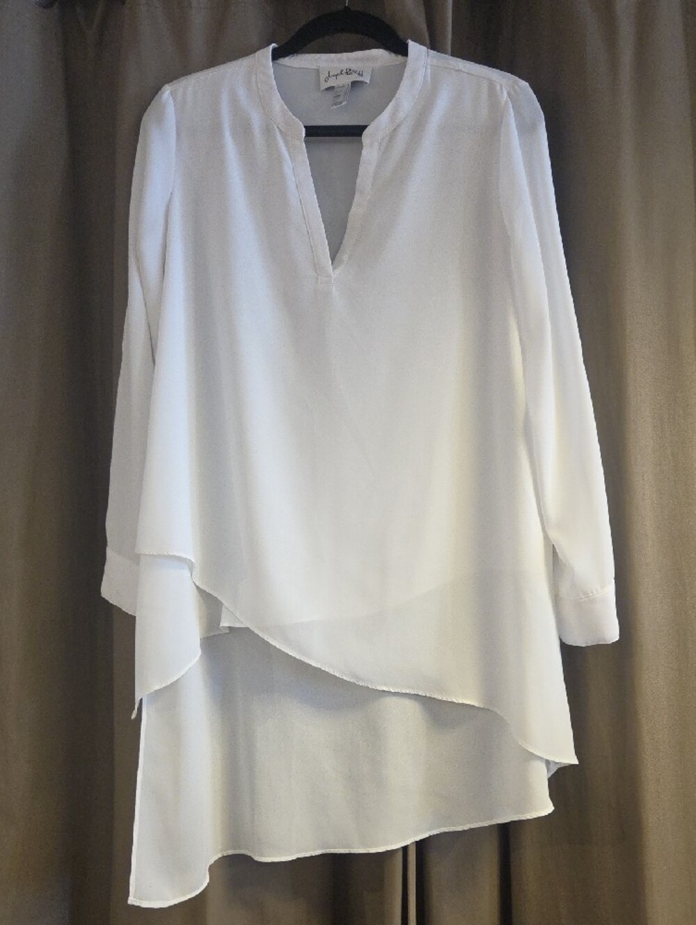 Joseph Ribkoff Cream High-Low V-Neck Blouse - Picture 2 of 4